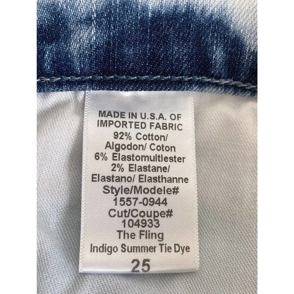 Current Elliott Jeans Womens Size 25 Indigo Summer Tie Dye The Fling Made In USA - Picture 9 of 10